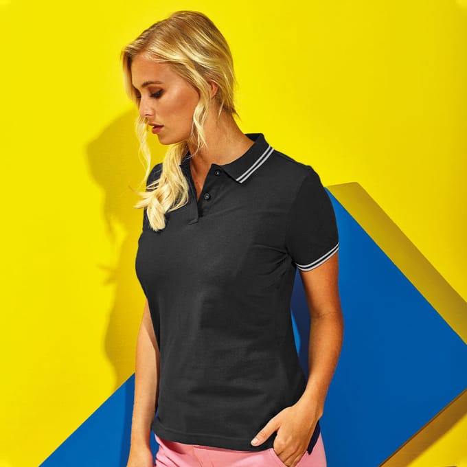 Asquith & Fox Dames/Dames Klassieker Fit Polo (Zwart/Wit)