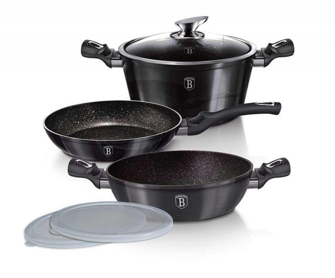 Berlinger Haus Carbon Pro Serie - Pannenset - Soft Touch Handgreep - Geïnduceerde Verwarming