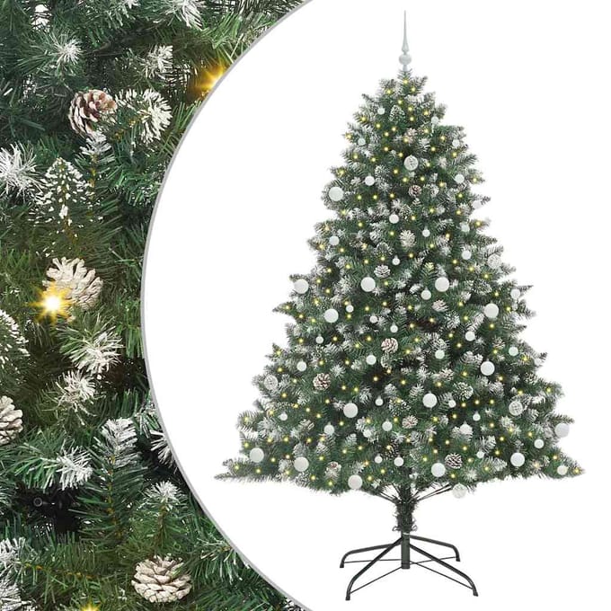 vidaXL - Kunstkerstboom - Groen - 210 - cm - PVC - en - Plastic - en - Staal