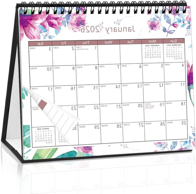 Kleine tafelkalender - Bureaukalender staand - Dagelijkse planning - Compact formaat - 20 x 15 cm