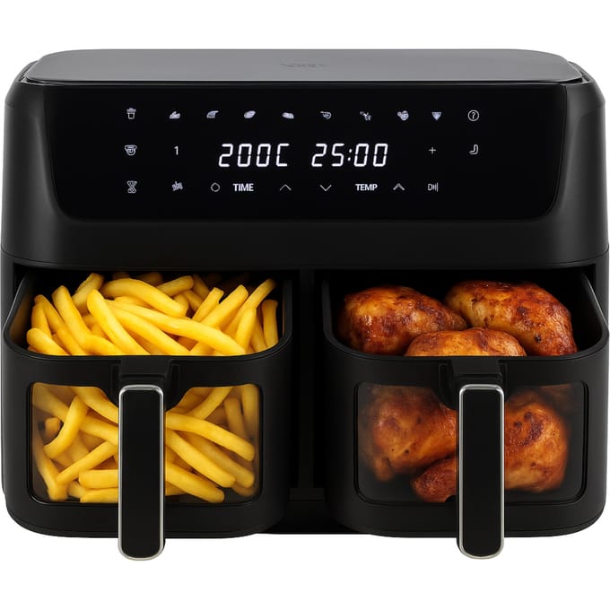 NONE AirFryer Vetvrije friteuse 2 kamer 11L 2700W 8 programma's Temperatuurregeling 80-200 C Timer LED-display