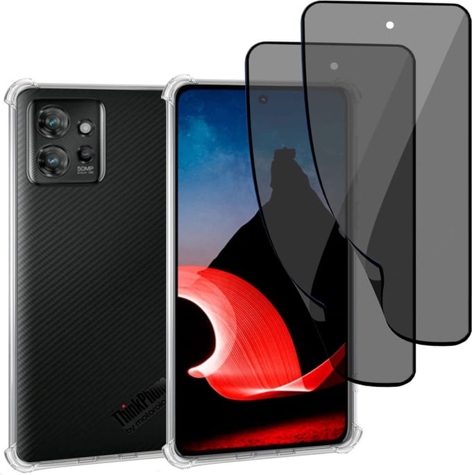 Geschikt voor Motorola ThinkPhone - Hoesje + 2x Screenprotector – Gehard Glas Cover + Shock Proof Case - Transparant