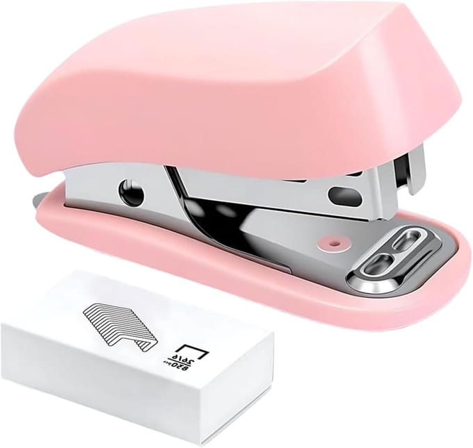 Kleine Nietmachine - Mini Nietapparaat - Papier Binden - Ingebouwde Verwijderaar - 12 Vellen - Roze