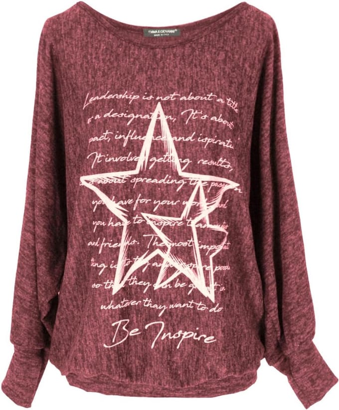Dames Oversized Trui met Stervormige Print en Wijde Mouwen