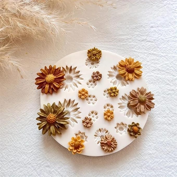 1 moule en silicone fleur moule de moulage bouquet décoration DIY chocolat sucre résine bougie moule 3D outils d'artisanat blanc