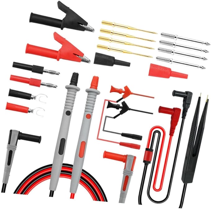 Multimeter Testkit - Testkabels Krokodillenbek - Elektrisch Testen - 21-in-1 Set - 13 cm - Diverse kleuren