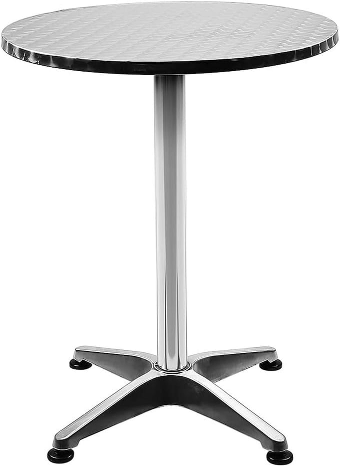 In hoogte Verstelbare Bartafel Keukentafel Bistrotafel Rond Zilver Aluminium RVS
