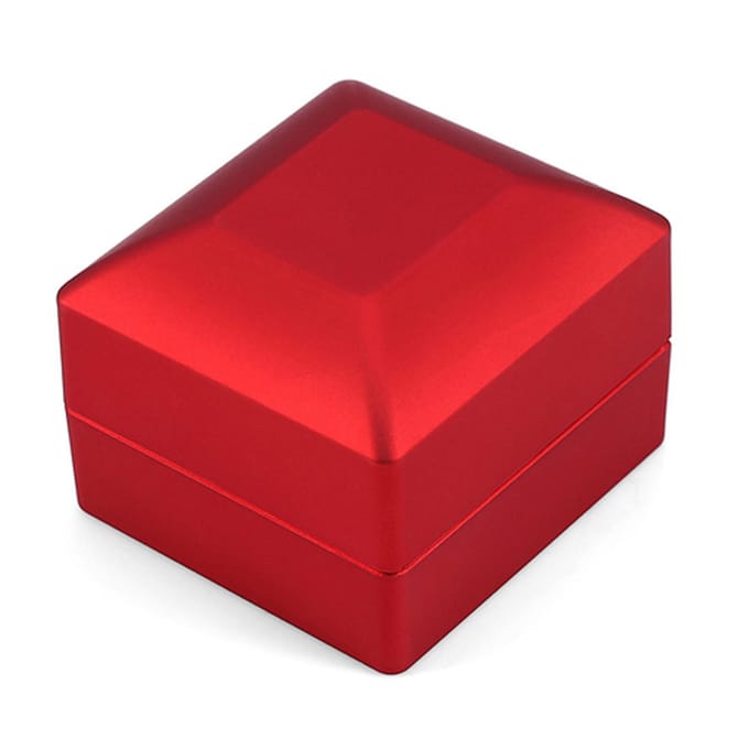 Modieus LED Verlichte Ring Opbergdoos Sieraden Display Case Cadeau Rood red