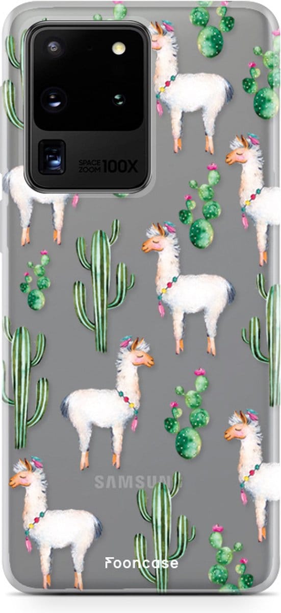 Fooncase Hoesje Geschikt voor Samsung Galaxy S20 Ultra - Shockproof Case - Back Cover / Soft Case - Alpaca / Lama
