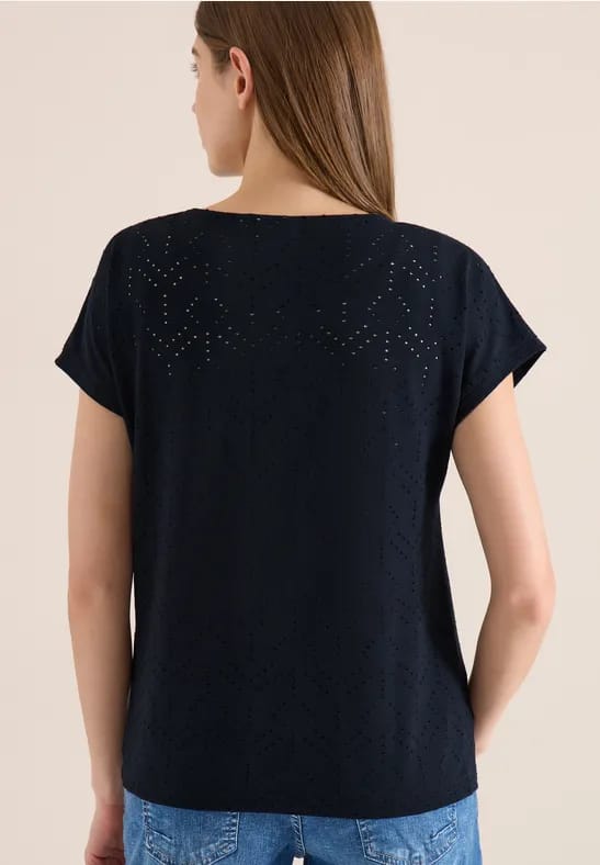 Shirt met boothals in ajour look