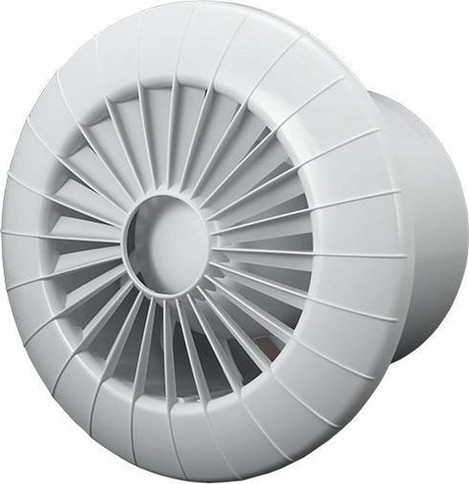 Badkamerventilator rond diameter 100 mm wit met VOCHTSENSOR EN TIMER - 100BBHS