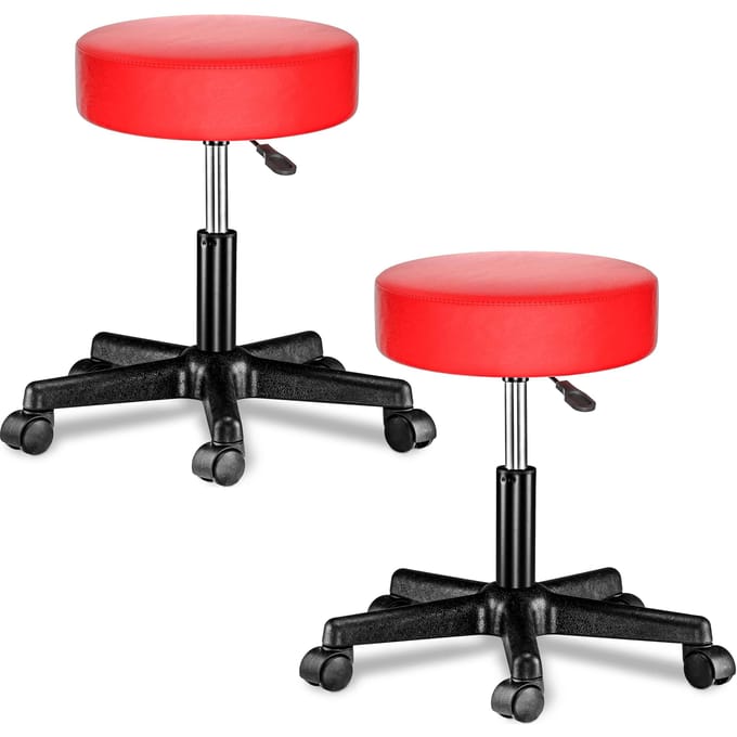 Casaria Verstelbare Draaikruk - 46/60cm Zithoogte – 2 Stuks Rood