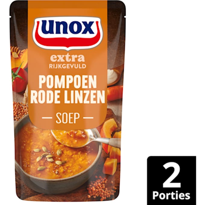 Soep in zak pompoensoep wortel linzen