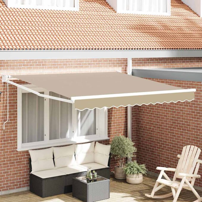vidaXL - Uitschuifbare - luifel - Beige - 350 - x - 250 - cm - Polyester - en - Metaal