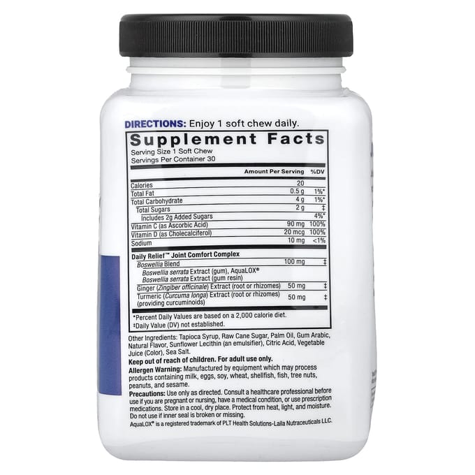 Force Factor, Daily Relief™, Gewricht, Tropical Berry, Zachte Kauwsnoepjes, 30 Kauwsnoepjes