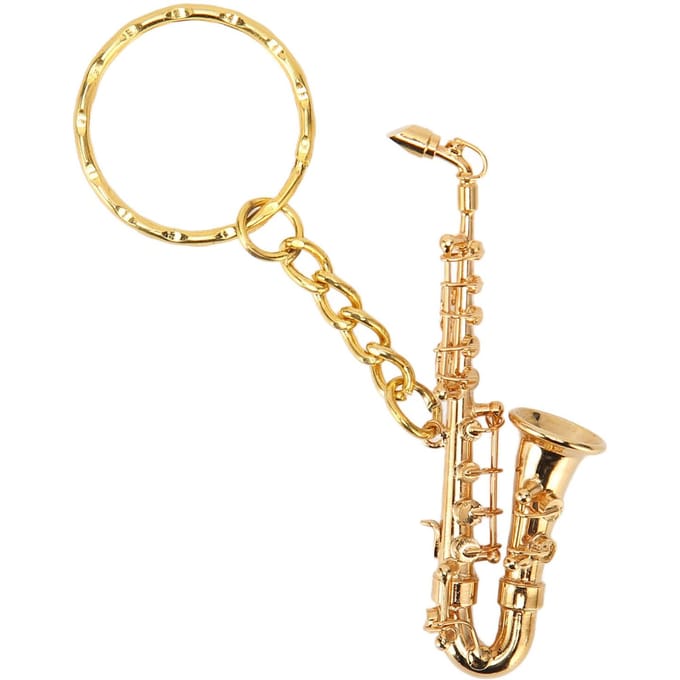 Leuke Saxofoon Hanger Sleutelhanger Draagbaar Grappig Messing Miniatuur Saxofoon Muziekinstrument Sleutel beige