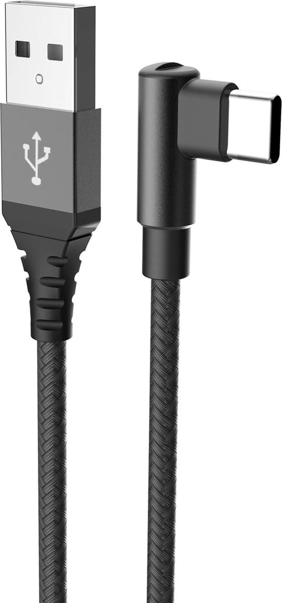 Celly Datakabel USB-A>USB-C - L stekker - 1 Meter - Gegevens overdragen - 1 GB per seconde - Zwart