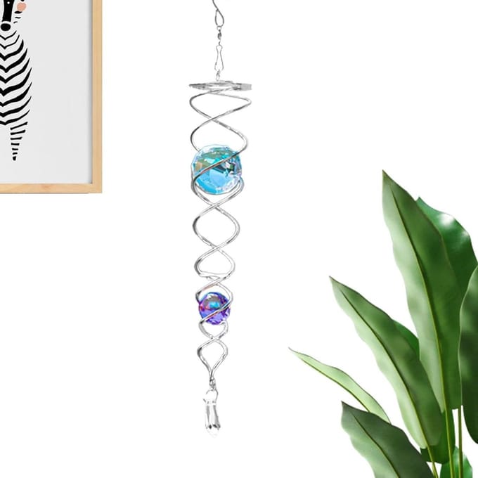 Wind Spiral Spinner - Decoratieve Bal - Tuin Decoratie - Met Kristal Effect - 23 cm - Paars