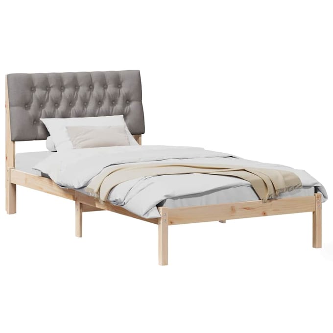 vidaXL - Bedframe - met - Gevoerde - Hoofdbord - Bruin - 100 - x - 200 - cm
