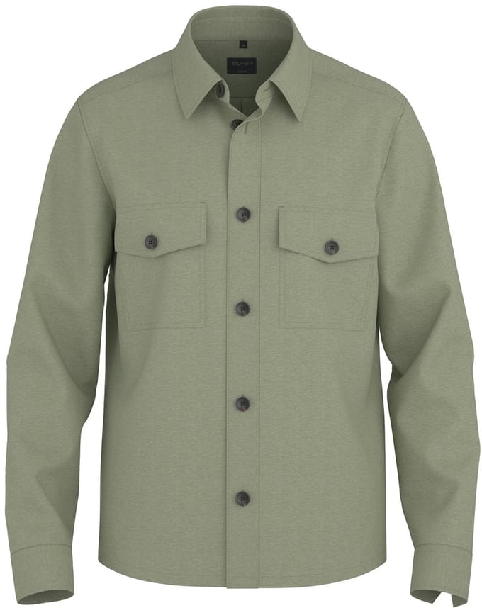 OLYMP Casual Overhemd, Overshirt, Kent, Olijfgroen