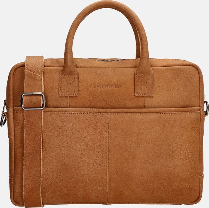 Hide & Stitches Wolga Laptoptas 15,6 inch (34.5x19.4 cm) - 100% Leer - Cognac
