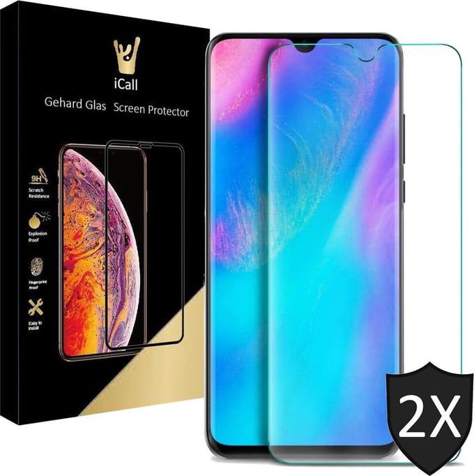 Screenprotector geschikt voor Huawei P30 Lite - Tempered Glass Gehard Glas - Case Friendly - 2 Stuks