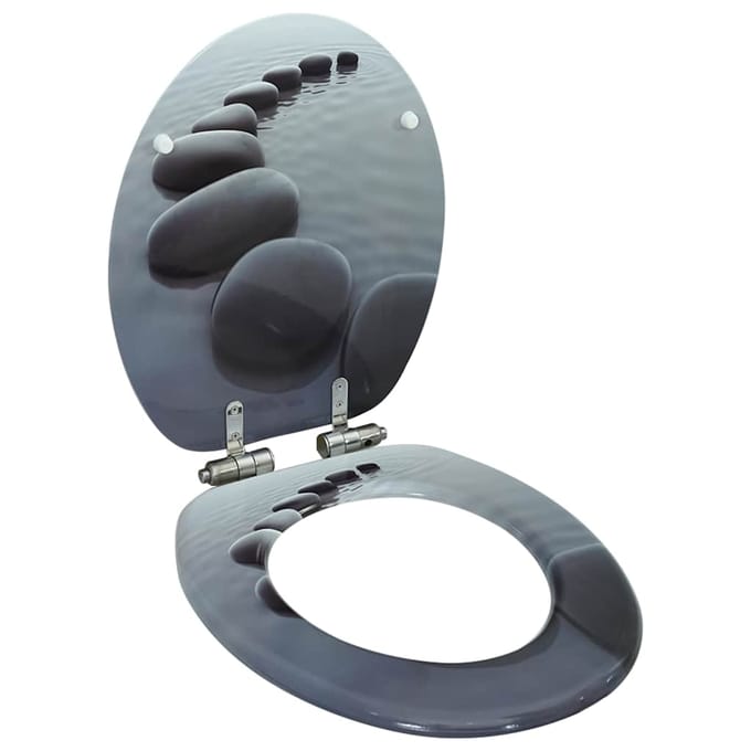 vidaXL - Toiletbril - met - soft-close - deksel - stenen - MDF