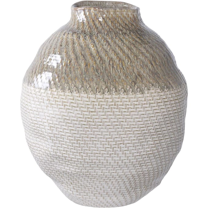 Vaas, keramiek, wit/groen ø26x30,5 cm