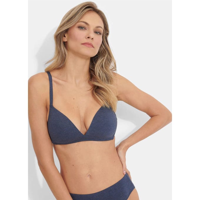 Beha zonder beugels van modal - blauw / gemêl. - Gr. 90 B van Goldner Fashion