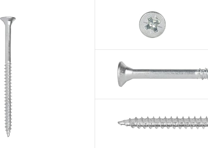 Wovar Spaanplaatschroeven Verzinkt 6 x 80 mm Pozidrive Deeldraad | Doos 100 Stuks