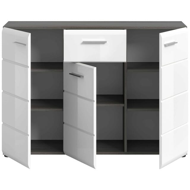 Salsa ladekast wit hoogglans MDF TZ rook zilver NB - 37x120x85cm