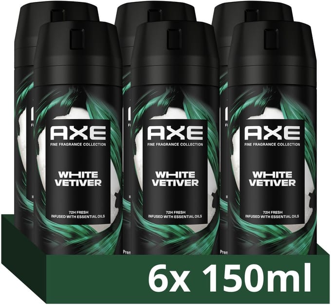 AXE - Premium Deodorant Bodyspray - Fine Fragrance Collection - White Vetiver - 6 x 150 ml