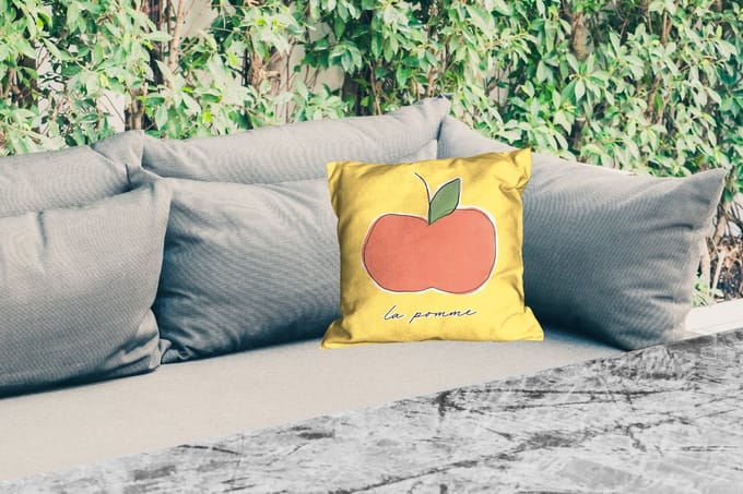 Tuinkussen - Appel - Fruit - Tekst - 40x40 cm - Weerbestendig