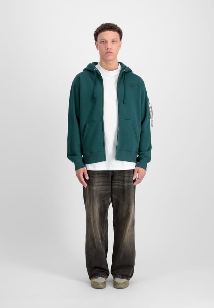 Geprinte hoodie met rits aan de achterkant Alpha Industries