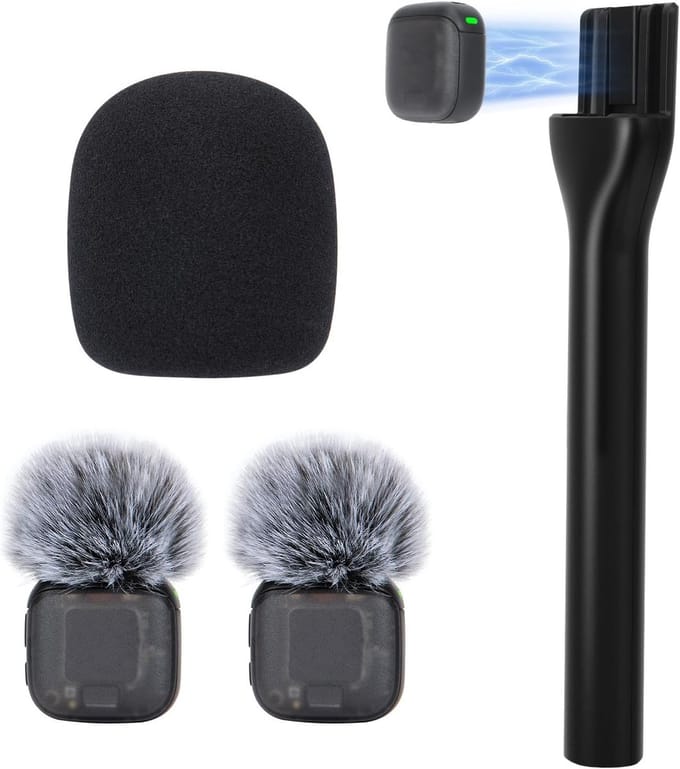 Microfoonhouder Set met 2 Fuzzy Windscreens en Handheld Adapter voor DJI Mic en Rode Wireless Go/Pro/ME - Ideaal voor Opnames en Interviews