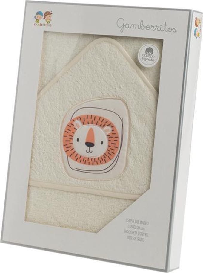 Gamberritos Badcape Leeuw 100 X 100 Cm Katoen Beige