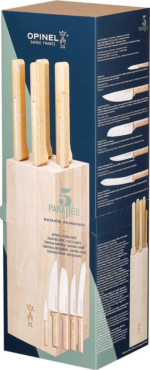 Opinel Parallèle "Bread" Messenblok - 5-delig - Beukenhout