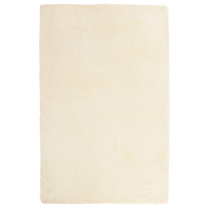 vidaXL - Hoogpolig - vloerkleed - NAVARRA - 130x200 - cm - polyester - crèmekleurig