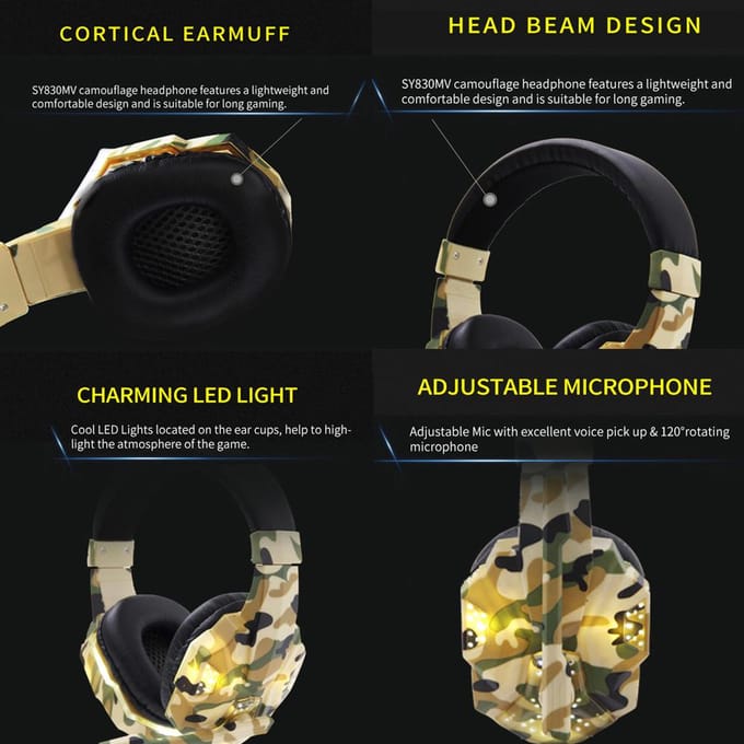 SY830MV Gaming Headset 3,5 mm bekabelde over-ear hoofdtelefoon Ruisonderdrukkende E-Sport oortelefoon met microfoon