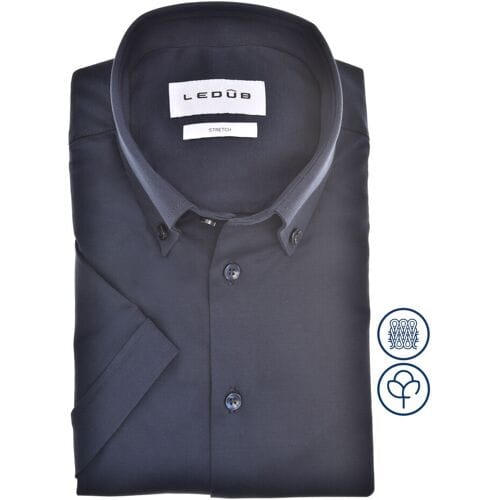 Ledûb Overhemd Cotton Jersey Stretch Shirt Donker Blauw / male
