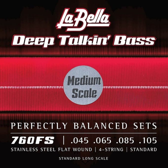 La Bella L-760FS-M Bassnaren Set Stainless Steel Flatwound Medium Scale (045-105)