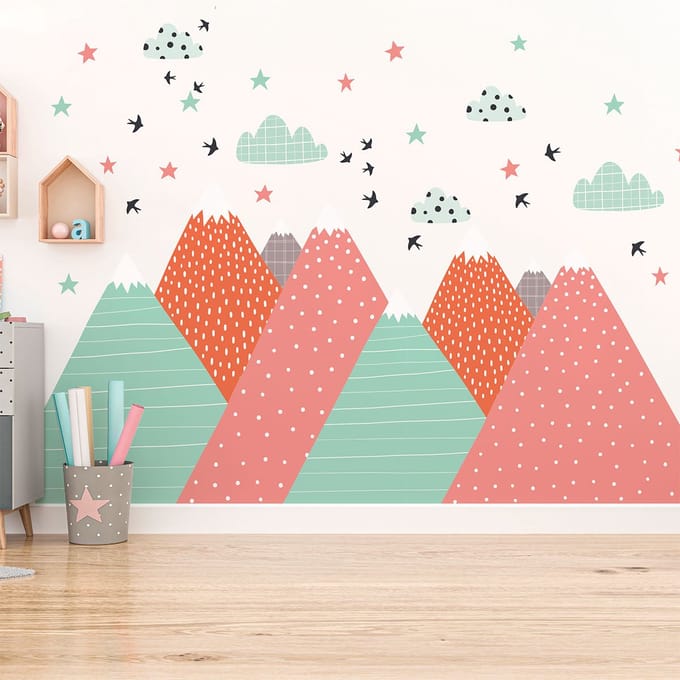 Kinderstickers van Scandinavische bergen van Lindka, 70 x 105 cm