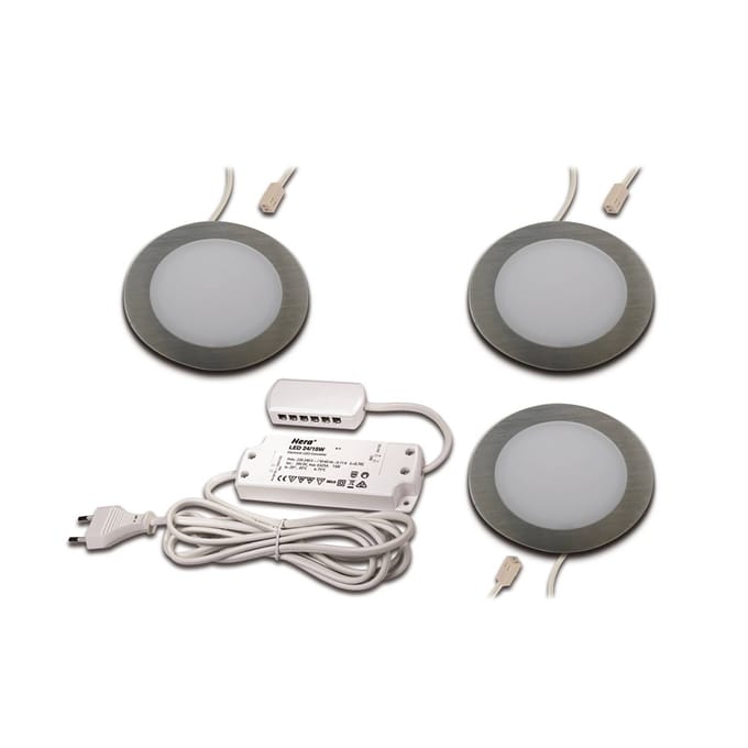 Hera LED meubelverlichting FAR 58 staal 3x-set 3W 4000K
