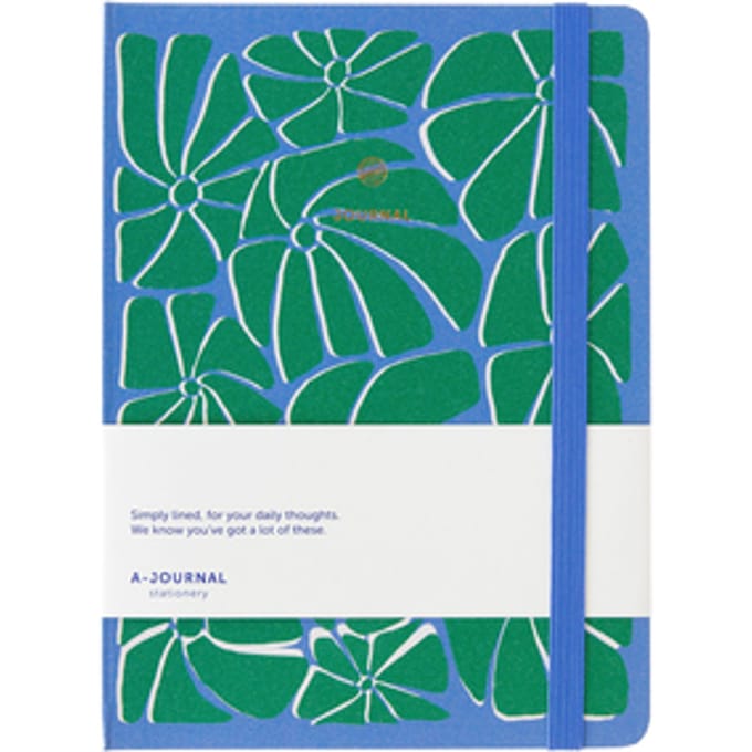 A-Journal - Notitieboek - A5 - Gelinieerd - Arty blauw groen