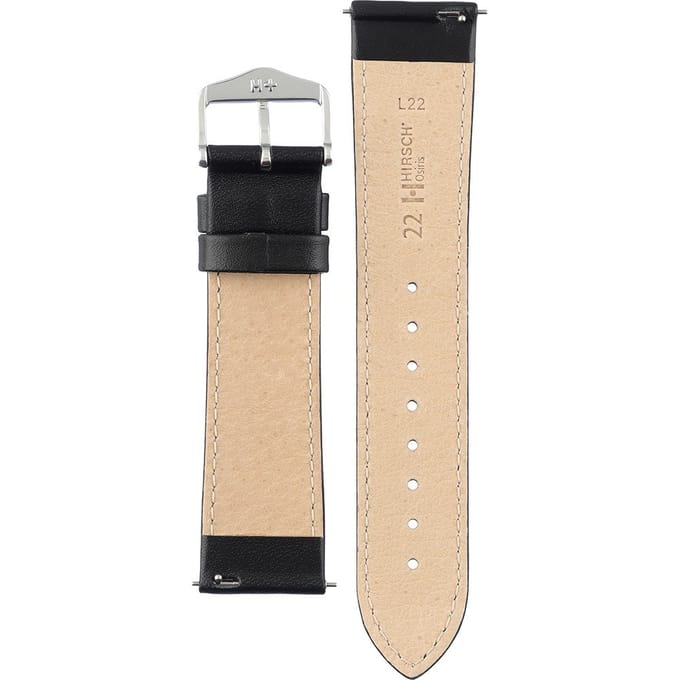 Hirsh Horlogeband -  Osiris Zwart - Leer - 22mm