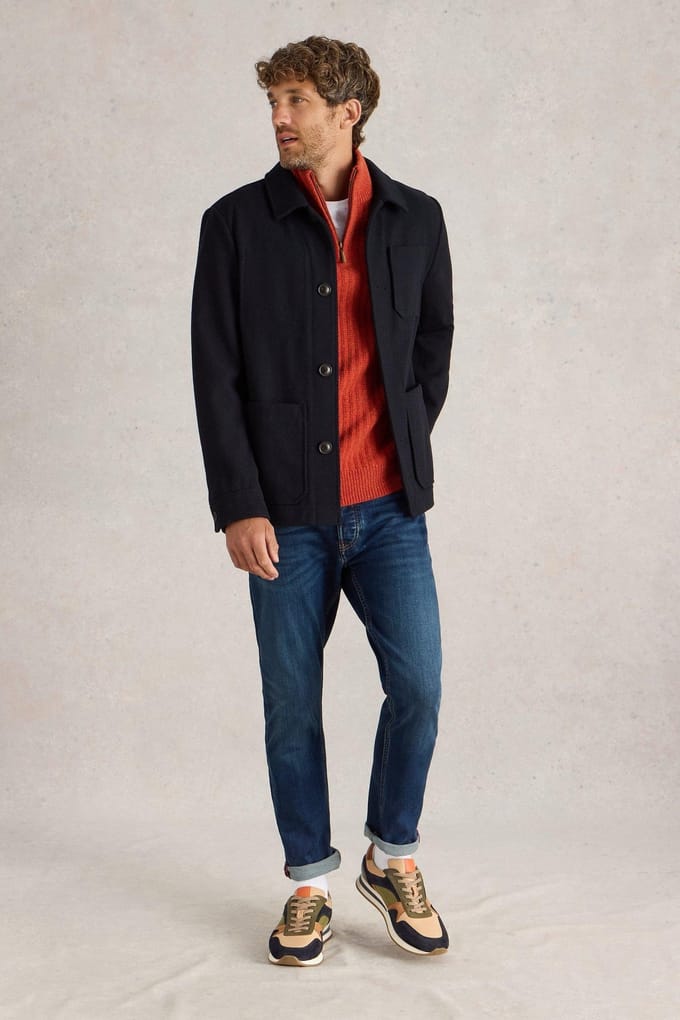 White Stuff Wool Chore Jacket Dark Navy Taglia: S | Giacche Outlet | Uomo | Blu