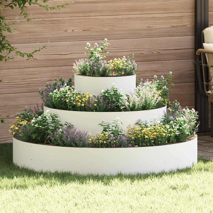vidaXL - Plantenbak - Wit - 120 - x - 120 - x - 20 - cm - Koudgewalst - staal
