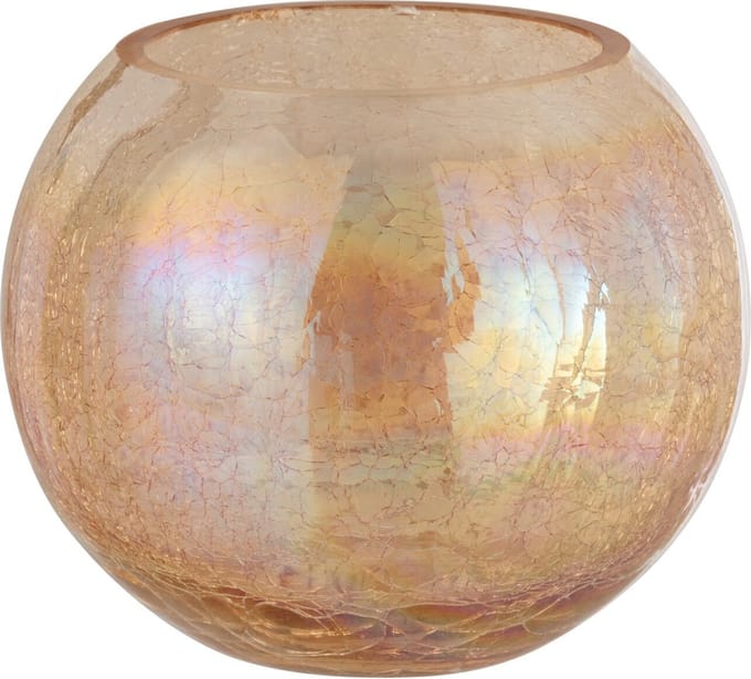 J-Line windlicht Bol Craquelé Parel Effect - glas - amber - large