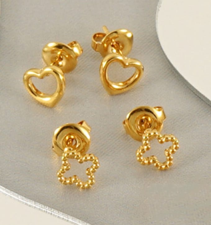 Klaver oorbellen beaded goud | Stainless Steel Goud
