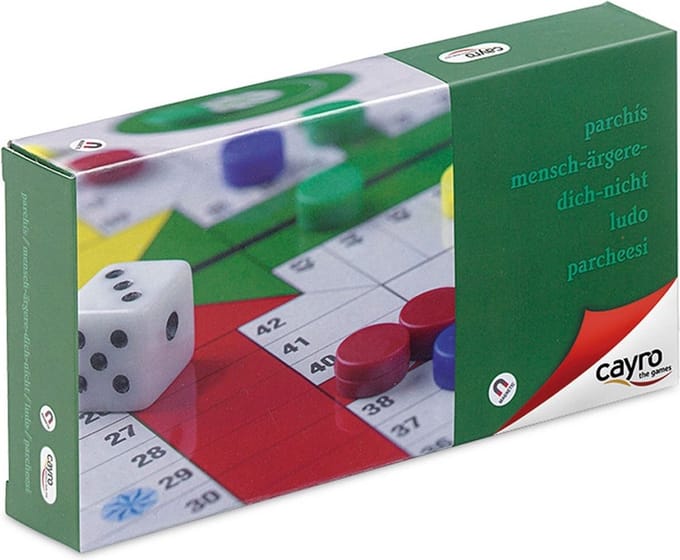 Cayro Parchís Magnetisch Klein - Opvouwbaar Reisformaat met Metalen Speeloppervlak - 16 Magnetische Fiches en Dobbelsteen - Speelbord 16x16 cm - 2-4 Spelers - Vanaf 6 Jaar - Cayro Collection